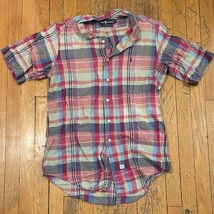Ralph Lauren Men's Red and Blue Plaid Shirt